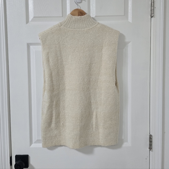 Zara Ivory Metallic Threads Mock Neck Sleeveless Sweater New Size S - Picture 11 of 11